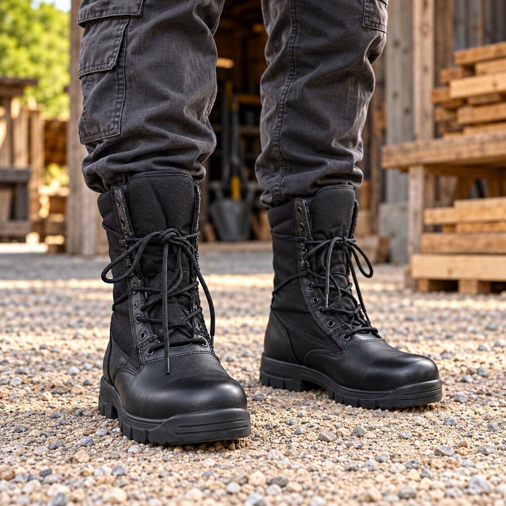 Texas Steer Tactical Combat Boots Men’s Size 8 Black Leather Lace Up NWOB
